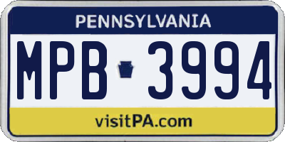 PA license plate MPB3994