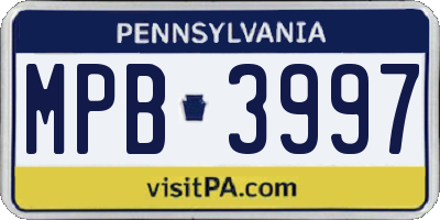 PA license plate MPB3997