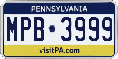 PA license plate MPB3999