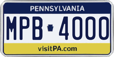 PA license plate MPB4000