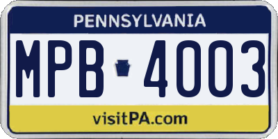 PA license plate MPB4003