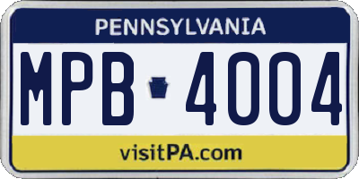 PA license plate MPB4004
