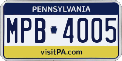 PA license plate MPB4005