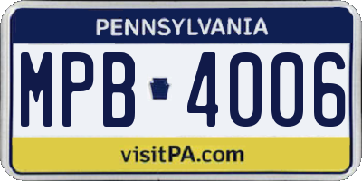 PA license plate MPB4006