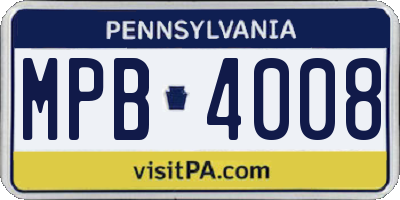 PA license plate MPB4008