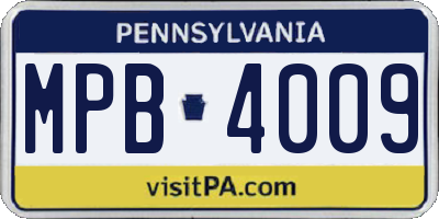 PA license plate MPB4009
