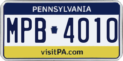 PA license plate MPB4010