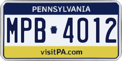 PA license plate MPB4012
