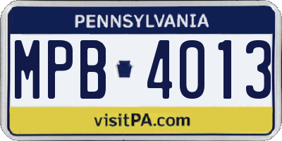PA license plate MPB4013