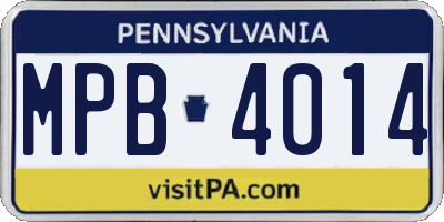 PA license plate MPB4014