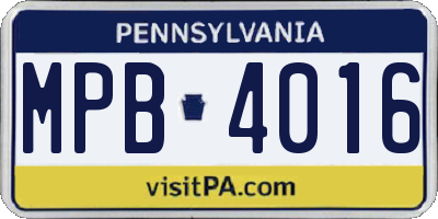PA license plate MPB4016