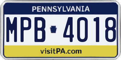 PA license plate MPB4018