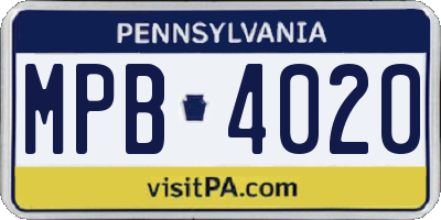 PA license plate MPB4020