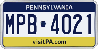 PA license plate MPB4021