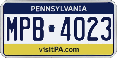 PA license plate MPB4023