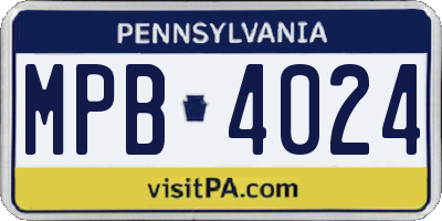 PA license plate MPB4024