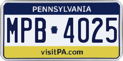 PA license plate MPB4025