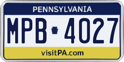 PA license plate MPB4027