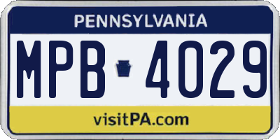 PA license plate MPB4029