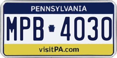 PA license plate MPB4030