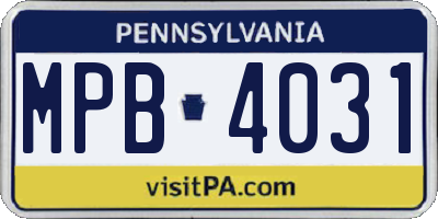 PA license plate MPB4031