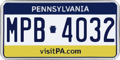 PA license plate MPB4032