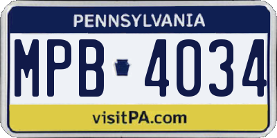 PA license plate MPB4034
