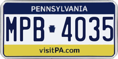 PA license plate MPB4035