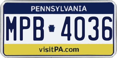 PA license plate MPB4036