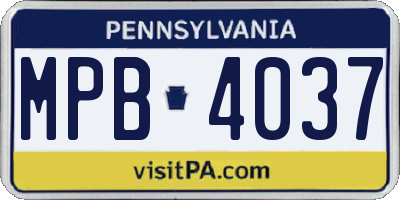 PA license plate MPB4037