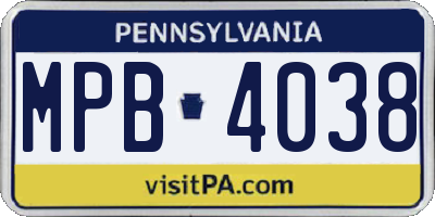 PA license plate MPB4038