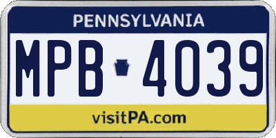 PA license plate MPB4039