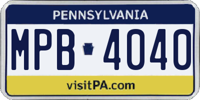 PA license plate MPB4040