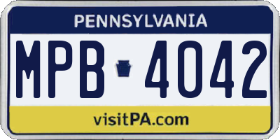 PA license plate MPB4042