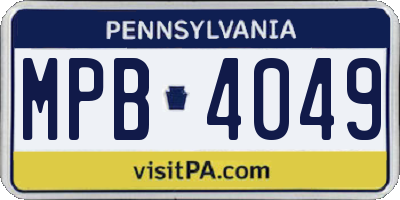 PA license plate MPB4049