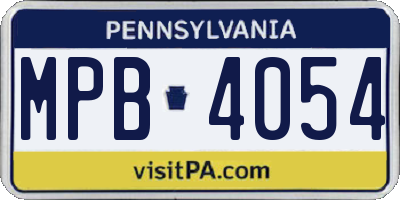 PA license plate MPB4054