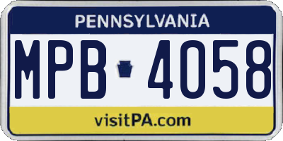 PA license plate MPB4058