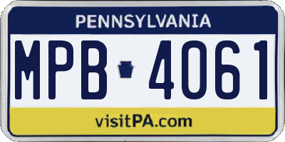 PA license plate MPB4061