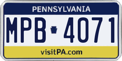 PA license plate MPB4071