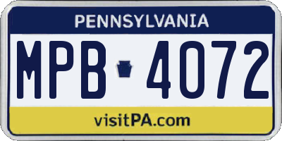 PA license plate MPB4072