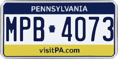 PA license plate MPB4073