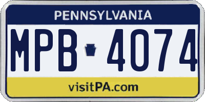 PA license plate MPB4074