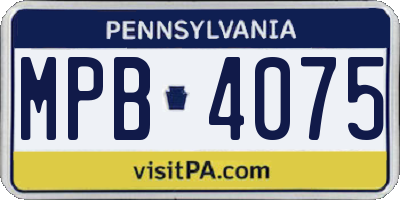 PA license plate MPB4075
