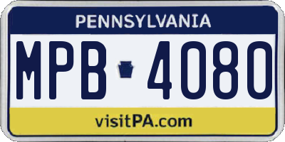 PA license plate MPB4080