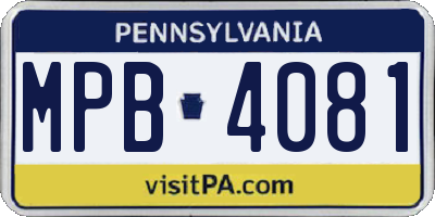 PA license plate MPB4081