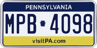 PA license plate MPB4098