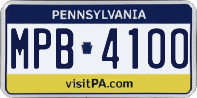 PA license plate MPB4100