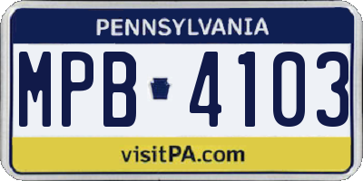PA license plate MPB4103