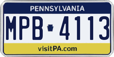 PA license plate MPB4113