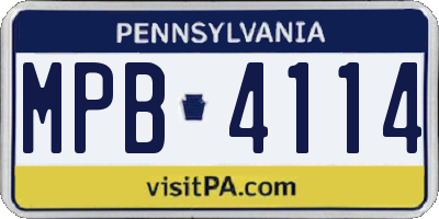PA license plate MPB4114